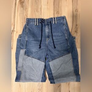 Women’s cuffed blue Jeans with Drawstring Waist